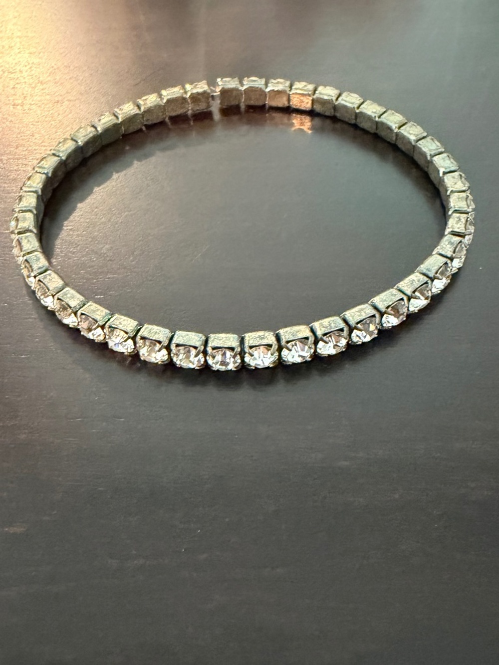 Swarovski Crystal Tennis Bracelet Clear Round Stones Silver Tone Stretch NWT